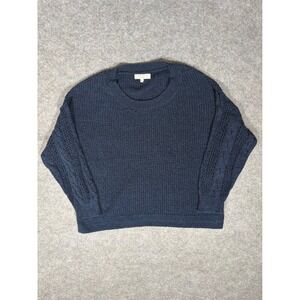 Antonelli Firenze Navy Blue Cotton Blend Cable Knit Pointelle Sweater Italy‎ M